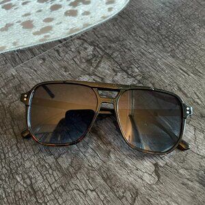 Black Square Sunglasses with Green Rim | Dark Lenses | Unisex Style | Never Worn